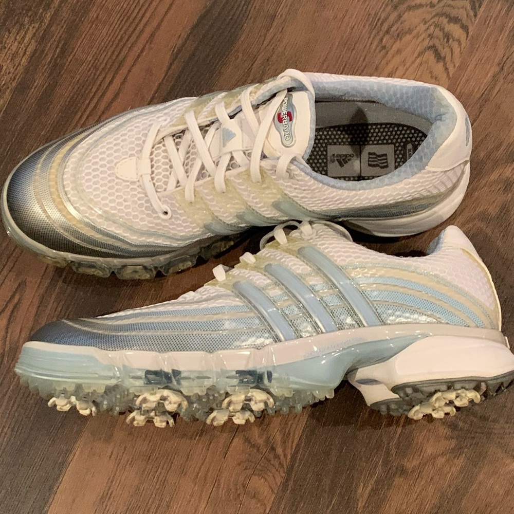 adidas White and Blue Athletic Shoes